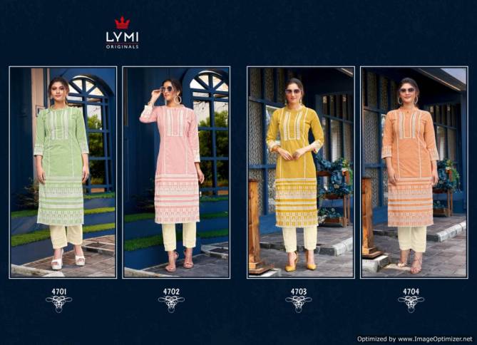 Lymi Look Well Pure Cotton Latest fancy Designer Kurti With Pant Stylish Collection
